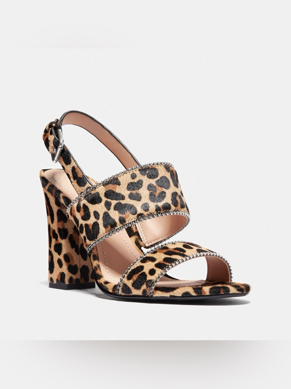 Coach Rylie Leopard Print Calf Hair Block Heel Sandals Size 9.5 - Picture 3 of 8